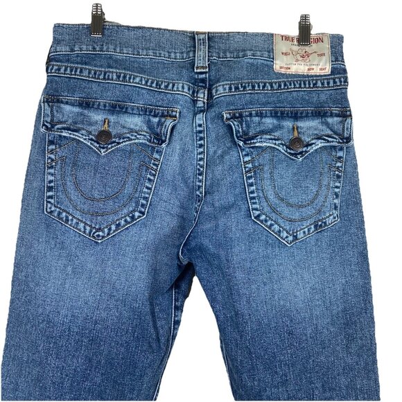 True Religion Ricky SN Flap Relaxed Straight Jeans ($159) Medium Wash 34 X 34 - Picture 1 of 14